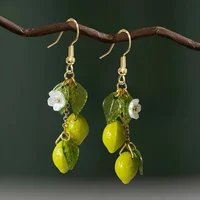 Personalized Lemon Earrings with Long Tassel Summer Fruit Dangle Earrings Versatile Bohemian Jewelry Gift for Women - Image 3