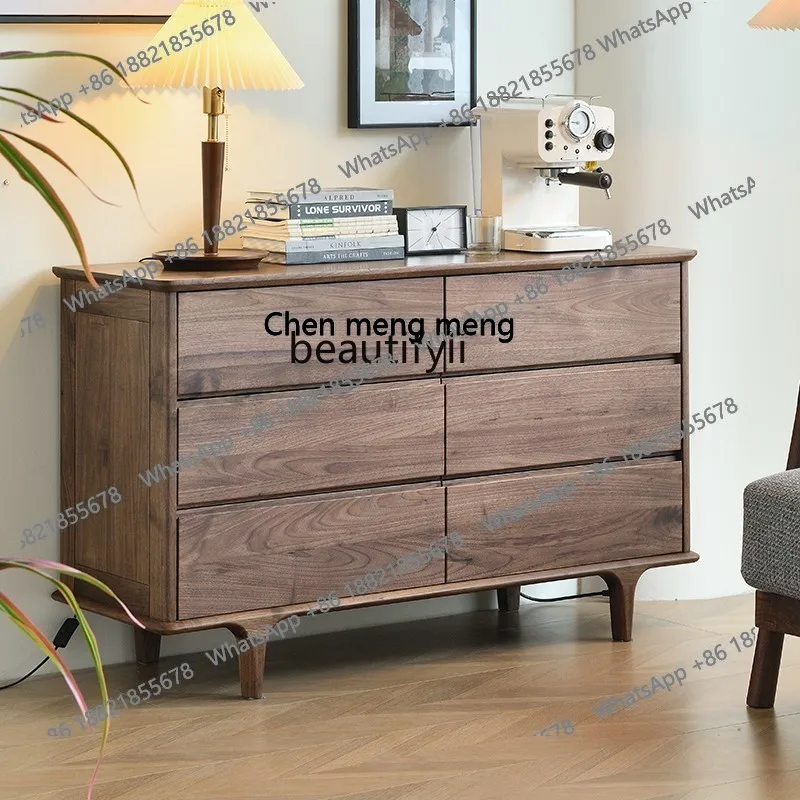 

North American black walnut six-chest cabinet solid wood locker dining side, porch tea cupboard H