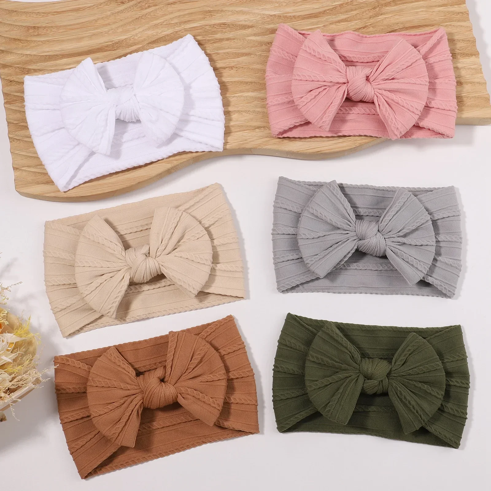 New Lovely Newborn Baby Headband for Girls Elastic Knit Children Turban Baby Bows Soft Nylon Kids Headwear Hair Accessories 1pcs