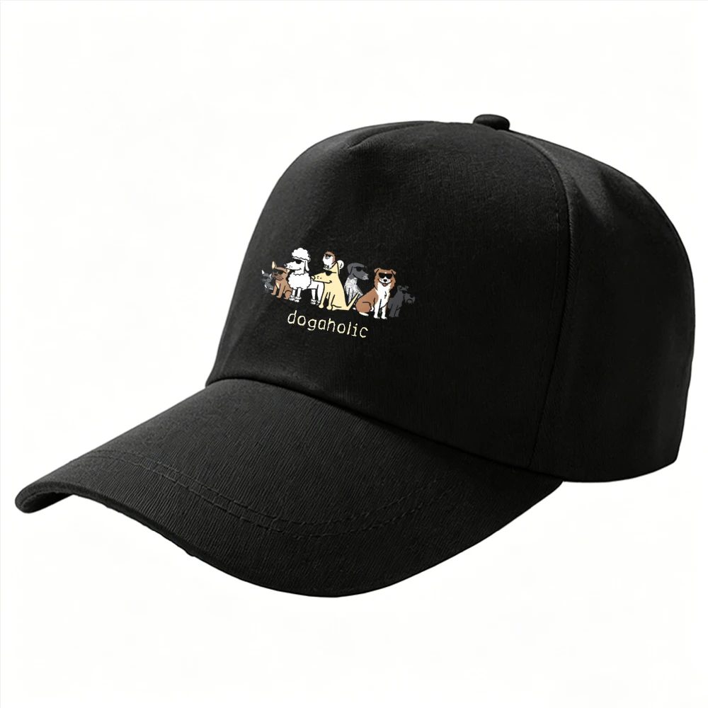 Adjustable Cotton Baseball Cap Dogaholic Cool Sunglasses Cartoon Puppies Group Print Pet Lover Outdoor Sun Protection Casual Cap