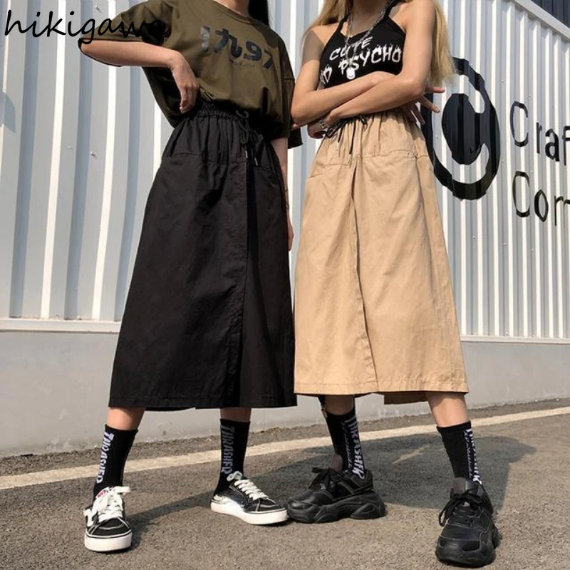 Y2k Wide Leg Pants Women 2024 New Bottoms Harajuku Casual Trousers Fashion Summer Elastic Waist Straight Korean Pantalon Femme