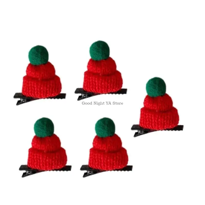 Pluche Mini Christmas Hat Hair Clip voor vrouwen en kinderen zachte acryl feestelijke hoofddekselfeestje haarstukken
