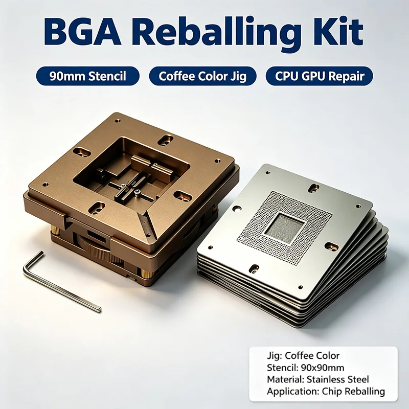 LY.GROUP.CHINA 90MM BGA Reballing Kit Multi Stencils With Magnetic Jig For Intel Nvidia ATI GPU CPU Game Console Chip Repair