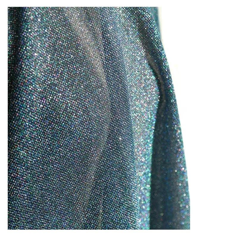 Color Powder Stretch Knit Glitter Sequin Fabric, Wedding Dress Fashion Show Costume Clothing Creative Fabric