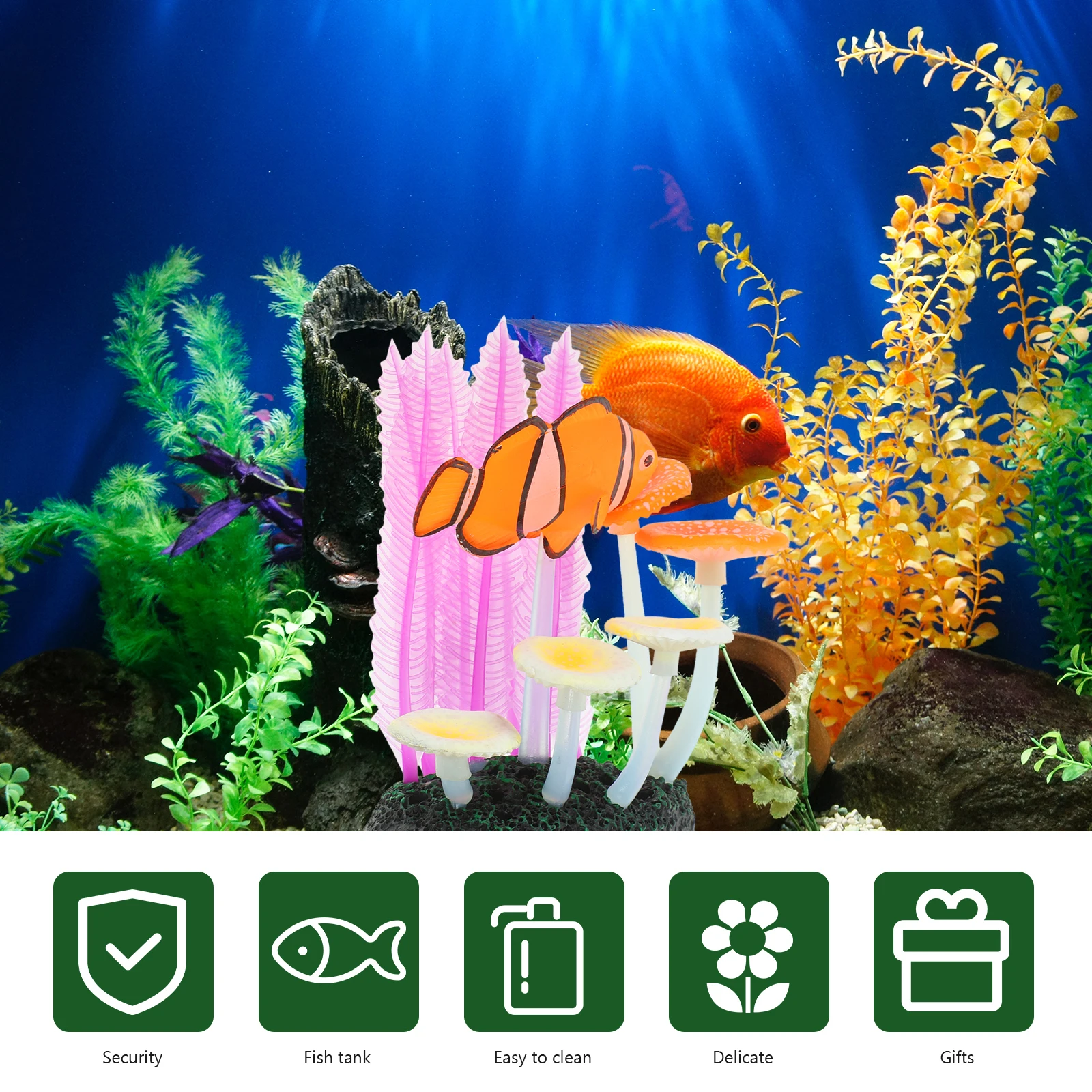 

Silicone Tree Decoration Aquarium Fake Coral Ornament Fish Tank Decorations Artificial Coral Reef Landscape Safe for Pets