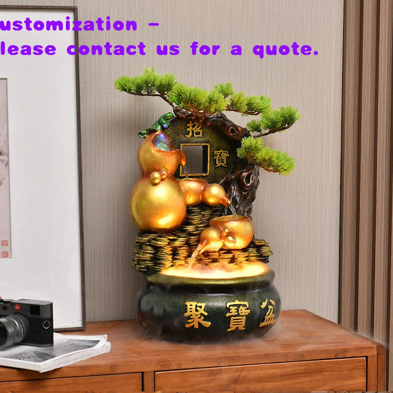 custom.Cornucopia Lucky Flowing Wealth-generating Ornaments Fountain Living Room Desktop Decorations Home Decor Indoor Wat