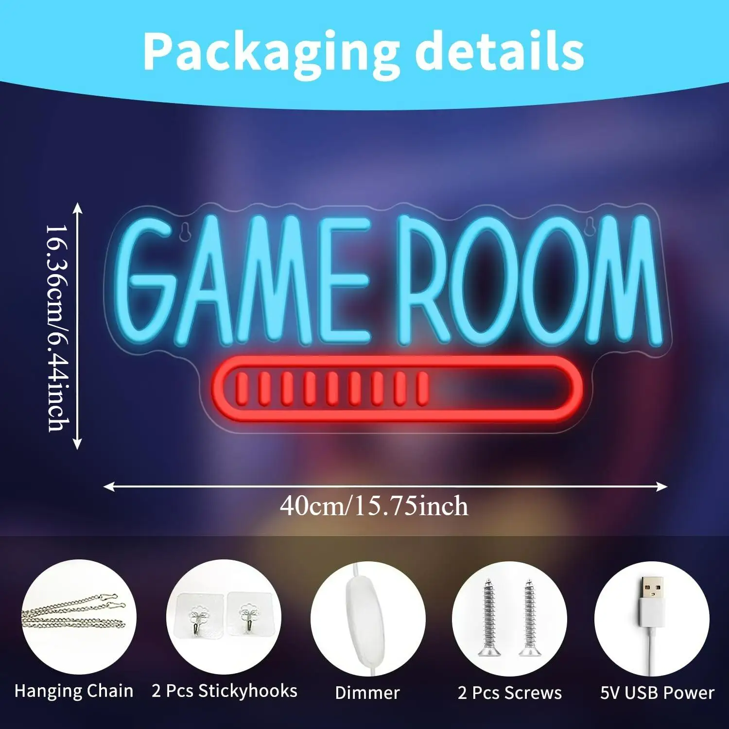 Game Room Neon Sign USB Powered LED Light for Teen Kids Room Man Cave Gaming Themed Wall Decor for Parties Events Game Nights view 5