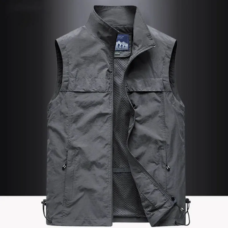 Retro all fashion vest men leisure outdoor loose fishing clip autumn and winter new wear solid color waistcoat