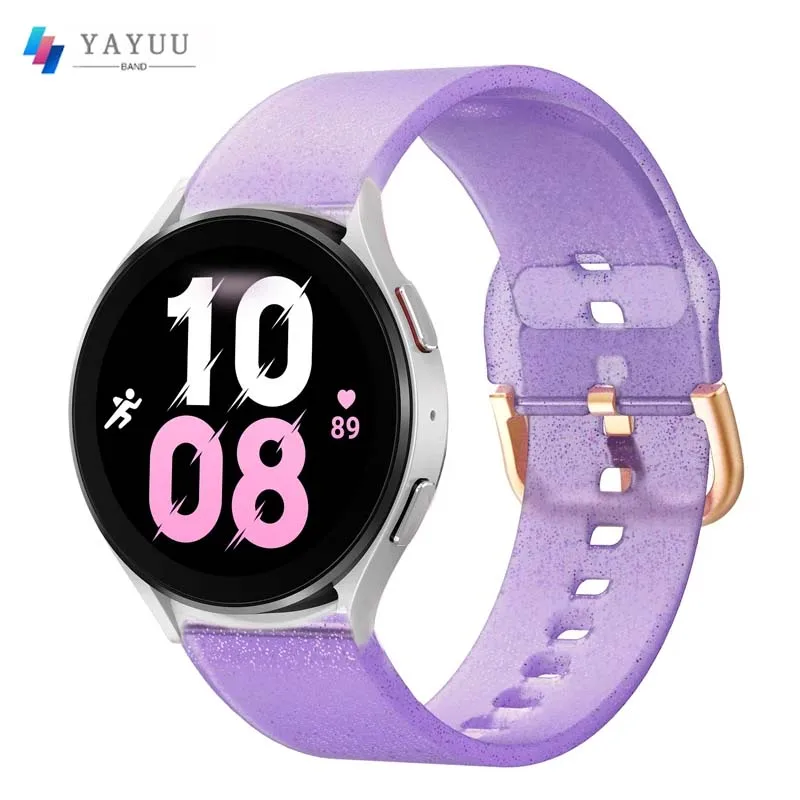 

20mm Shiny Silicone Band for Samsung Galaxy Watch 6 5 4 40mm 44mm,Galaxy Watch 5 Pro Band 45mm/Watch 6 4 Classic Band 43mm 47mm