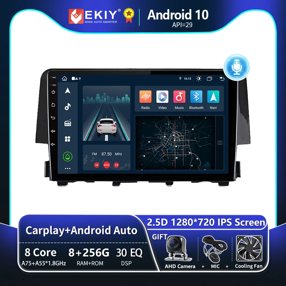 

EKIY T8 For Honda Civic 10 FC FK 2015 - 2020 Car Radio Multimedia Video Player Navigation GPS Android Auto CarPlay DVD Stereo BT