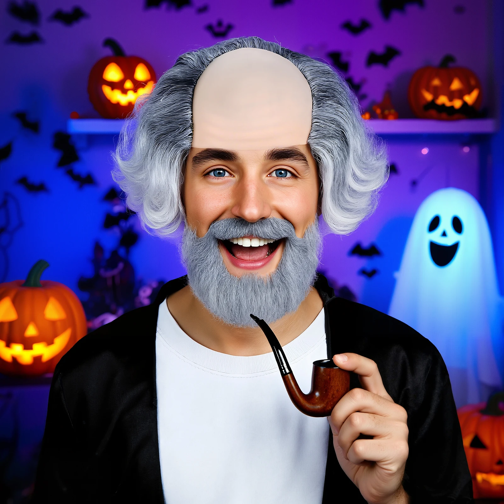 قناع الرجل العجوز الأصلع الواقعي للهالوين، أغطية رأس لجو الهالوين لتزيين الحفلات المنزلية، شحن مباشر من الولايات المتحدة