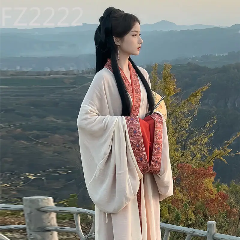 Wei Jinfeng Hanfu Женская одежда для взрослых с прямым шлейфом, холодная и элегантная женская одежда в старинном стиле