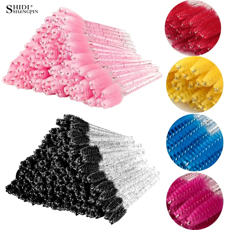 25/50/100 Piezas de Cepillos para Pestañas, Varitas de Rímel, Cepillos de Maquillaje para Pestañas, Spoolies para Cejas, Extensión de Pestañas, Herramientas de Belleza para Remover