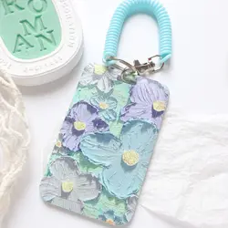 ID Holder Hard Plastic School Stationery Flowers Card ID Card Case Anti-lost Name Card Holder Spring Lanyards Badge Tag Works