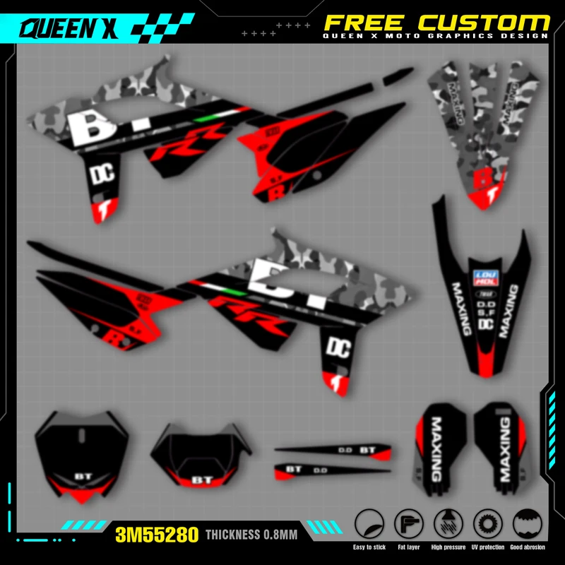 QUEEN X MOTO-Kit de calcomanías y pegatinas gráficas para equipo de motocicleta, para BETA RR 2020, 2021, 2022, 300R, 350, 390, 430, 480, RR-S, RX 004