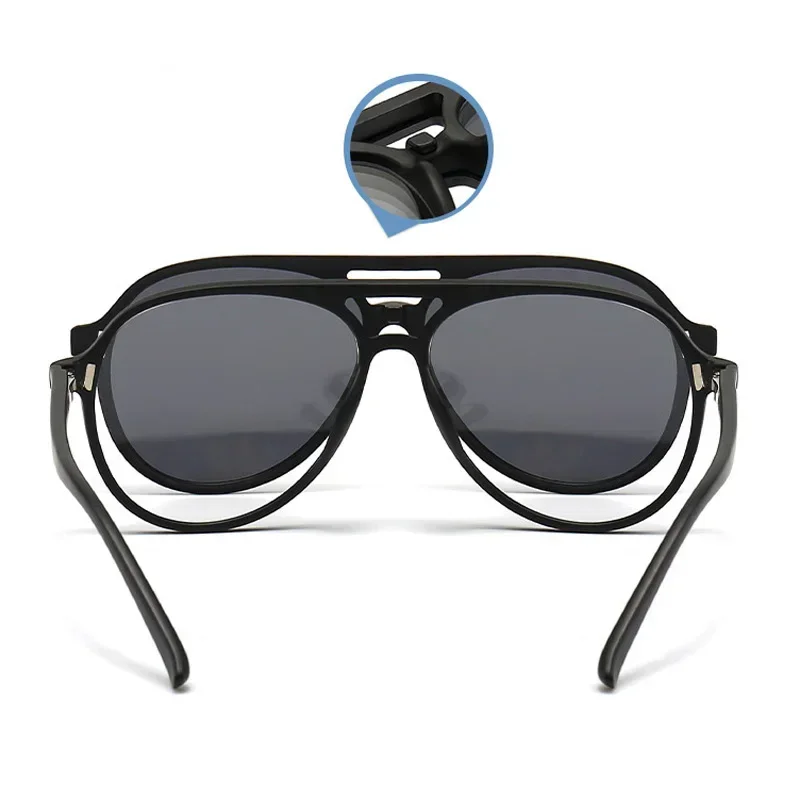 Night Vision Clips Polygon Magnet Clip Myopia Sunglasses 6 in 1 Men Women Glasses Frame Double Beam Custom Prescription Eyewear