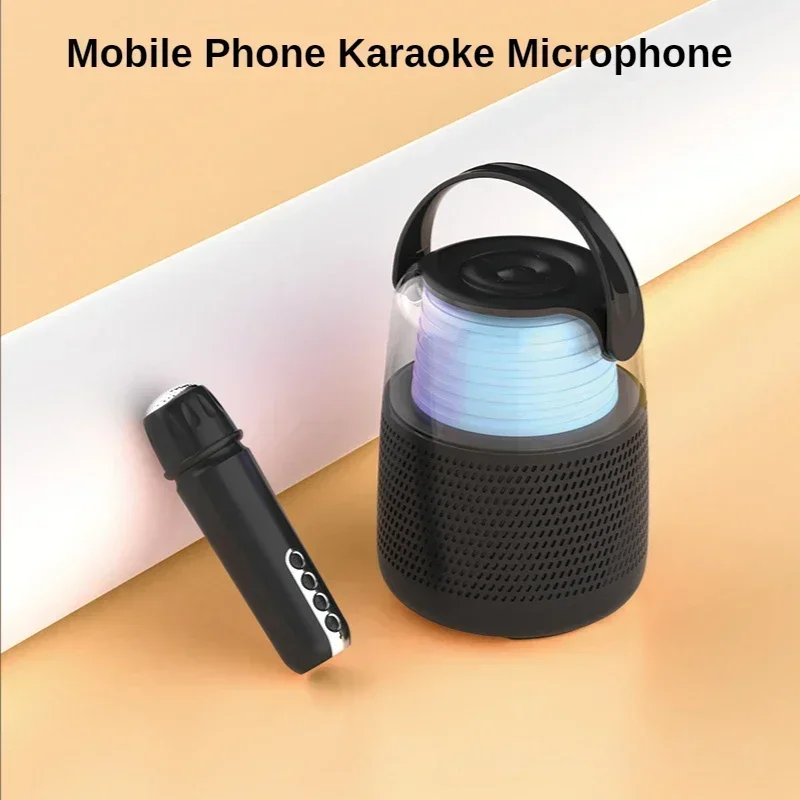 Portable Desktop Karaokes Best Seller Mini Karaoke Voice Amplifier Megaphone Radio Family Machine KTV Microphone Audio LED Light