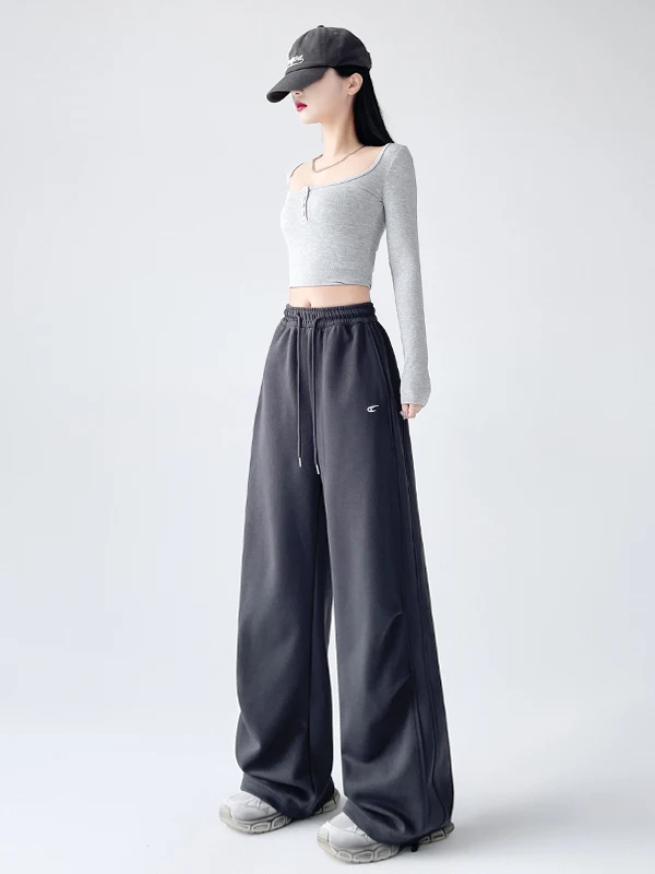 Plones Deportivos para Mujer, Corte Recto Ajustado, Color Azul Oscuro, Plones Casus Estilo Coreano, Cintura Alta, ...