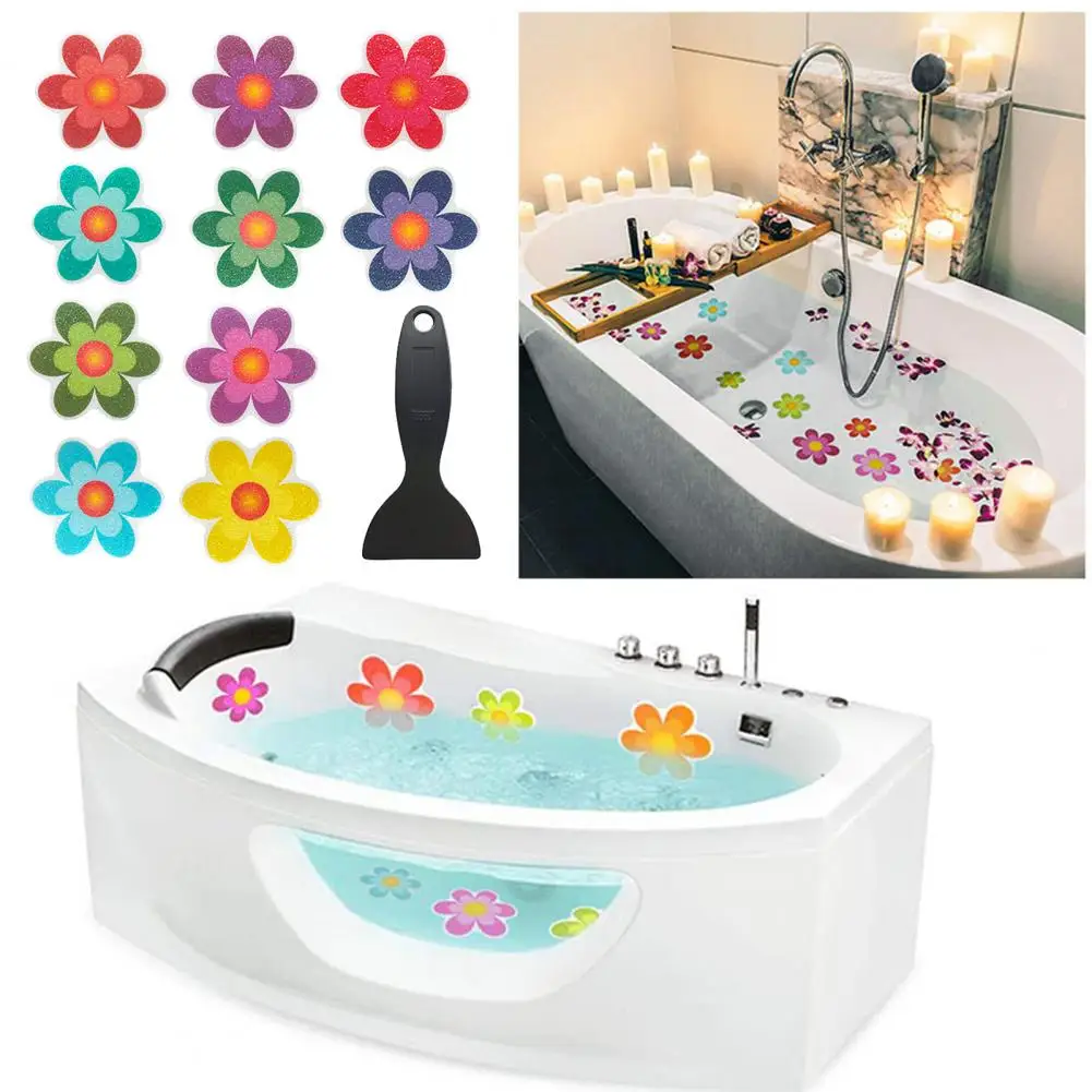 Flower-shaped Bathtub Stickers Bathtub Anti-slip Stickers Colorful Flower Pattern Bathtub Stickers for Anti-slip for Bathroom