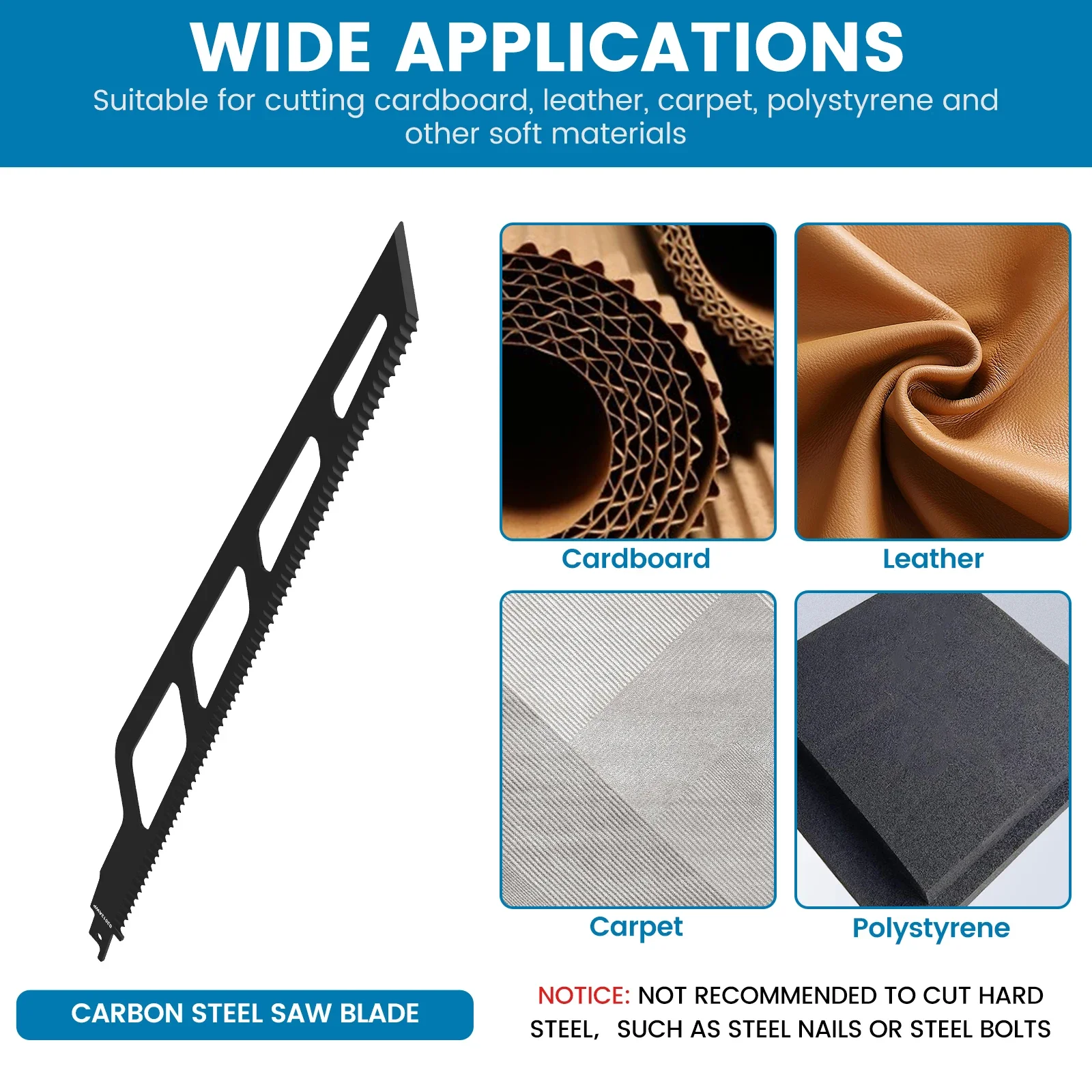 1 szt. 400mm Brzeszczoty do piły szablastej, piła szablasta, piła ręczna, uniwersalne do cięcia kartonu, dywanów, skóry, pianki, polistyrenu, brzeszczoty do piły, narzędzie