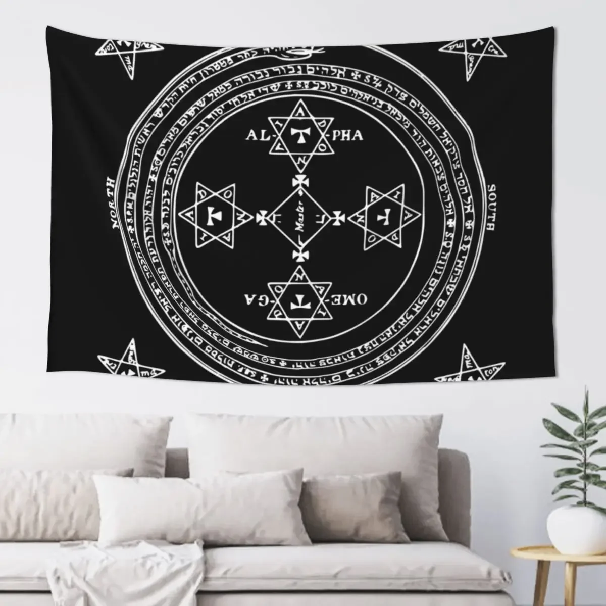 SUMMONING CIRCLE - WHITE / BLACK Tapestry Home And Comfort Decor Decor For Room Tapestry