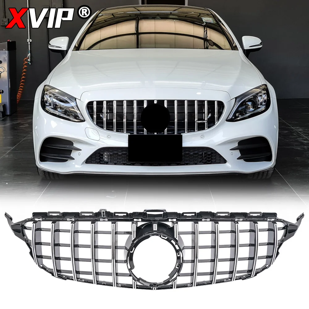 

XVIP Chrome Silver GTR Style Racing Grille Upper Grille For Mercedes Benz C-Class W205/S205/C205 2019-2021 Without 360 Camera