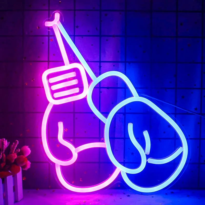 

Boxing Gloves Neon Sign LED Room Wall Decor USB Powered With Switch Hanging Acrylic For Boxing Gym Shop Sign Bedroom Club Decor