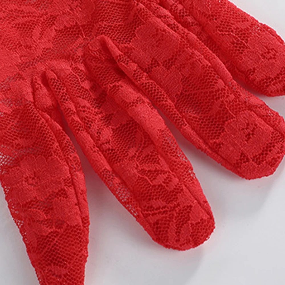 

Lace Mesh Wedding Multicolor Gloves Women Elegant Stretch Tulle Full Finger Mittens Evening Dress Party Ladies Sunscreen Gloves