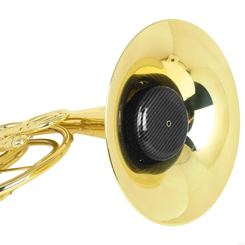 French Horn Practice Accessory for Quiet Indoor Rehearsal, Tool-Free Standard Horn Insert, Carbon Texture Body, Black, for 69HD