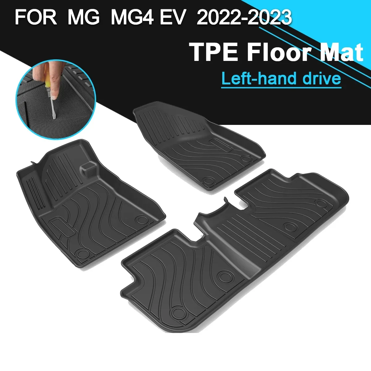 

Автомобильный напольный коврик из ТПЭ, резиновый, водонепроницаемый, нескользящий, полностью объемный, ремонт с левым рулем, автомобильные аксессуары для MG MG4 EV 2022-2023