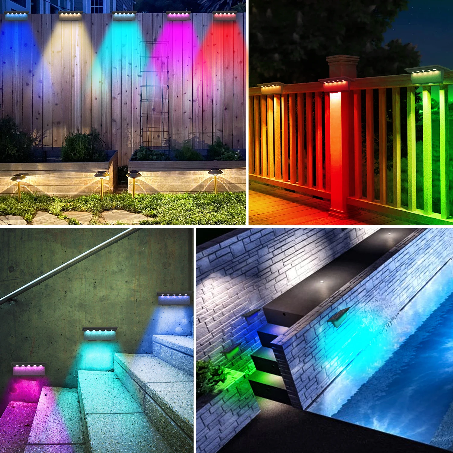 Outdoor Waterproof LED Solar Stair Light, Lâmpada de parede, Jardim, Terraço, Guardrail, Step Light, Paisagem, Varanda, Cerca