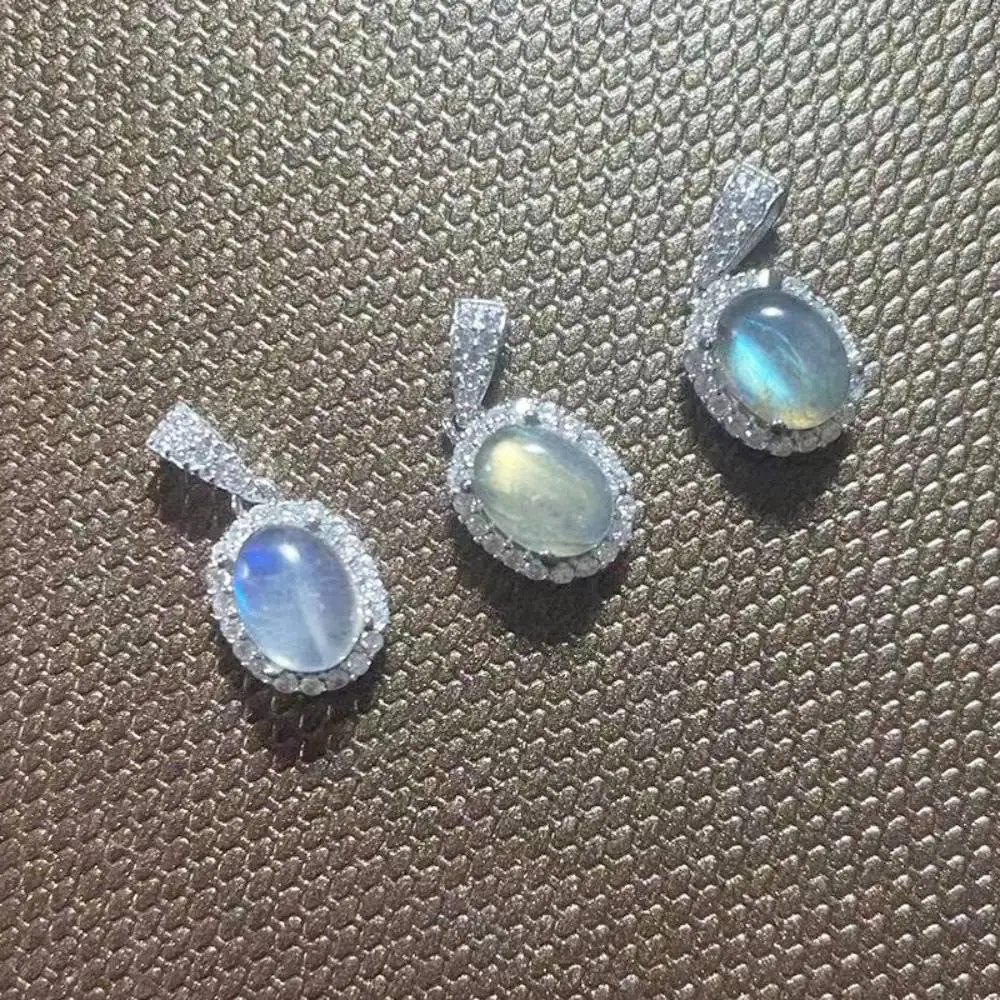 

2pendants 925 sterling silver AKAC natural labradorite approx6*8mm pendant