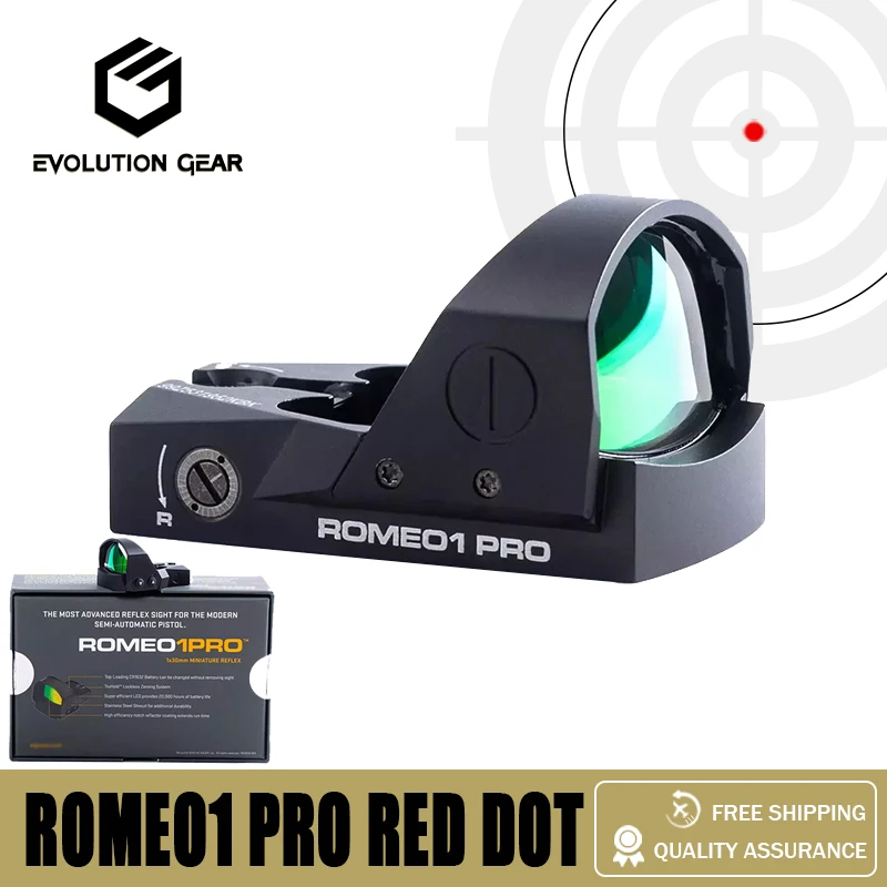 Tactical Romeo1 PRO 1x30mm 3 MOA Red Dot Sight w/ Protective Shroud Reflex Sights Scope Fit 20mm Rail Full Markings