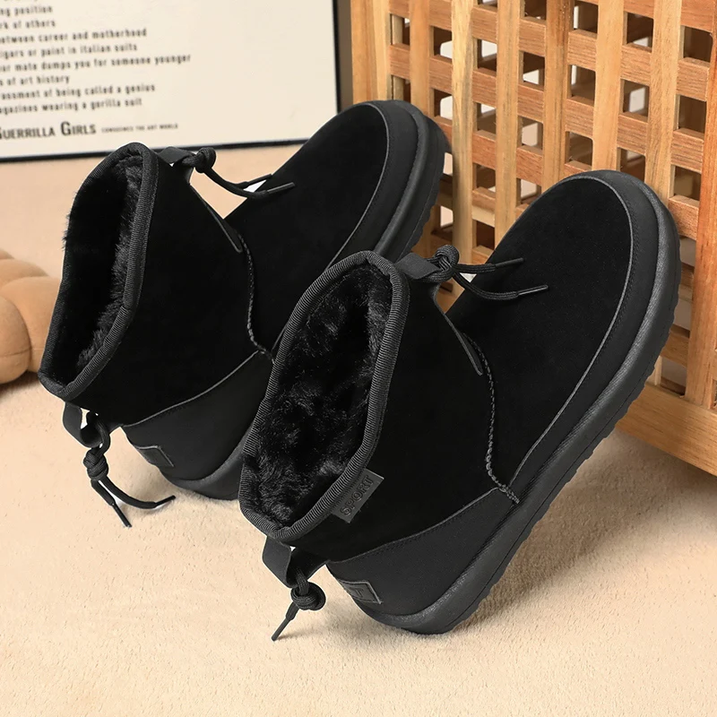 الشتاء الرجال أحذية الثلوج منصة الدافئة الفراء الجلد المدبوغ أحذية للرجال في الهواء الطلق مريحة أحذية قطنية غير رسمية للرجال بوتاس الفقرة Hombre #6