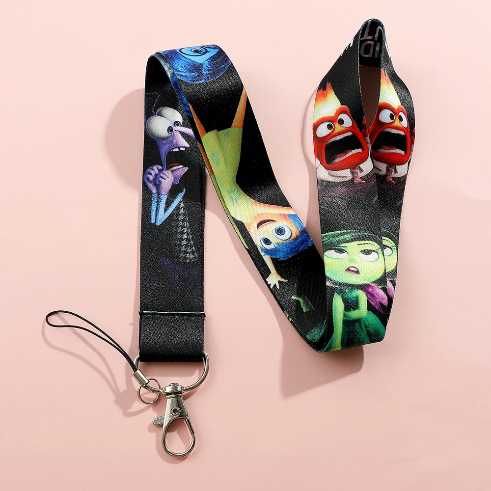 Disney Inside Out Multi-function Webbing Keyring Cartoon Anime Inside Out Lanyards Keychain For Women Men Accessriose Gifts