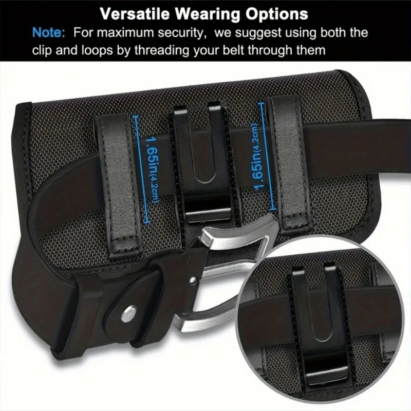 Fashion Simple Black Waist Belt Belt Hanging Mobile Phone Bag Card Money License Case Stylish Multi-functional Men's Belt Bag