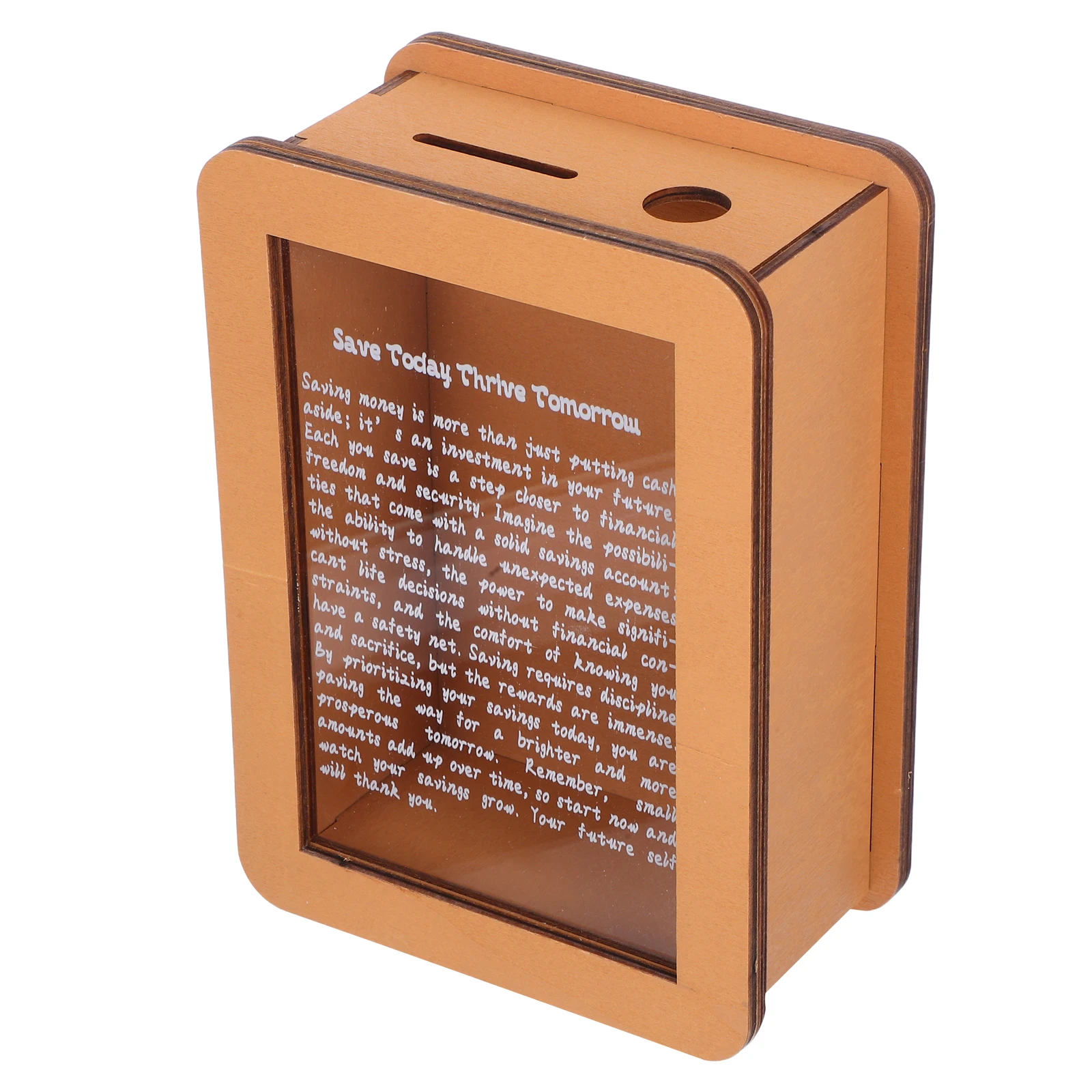 Transparent Wooden Piggy Bank Coin Counter Motivational Money Saving Jar for Fund