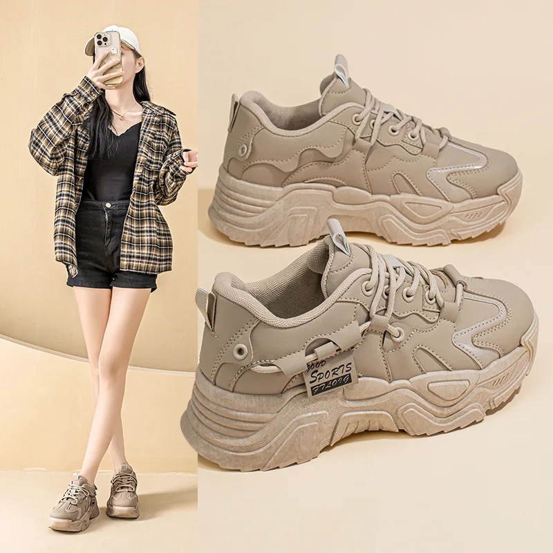 

Новые женские кроссовки в стиле dad shoes, универсальные весенние кроссовки, женские повседневные туфли на толстой подошве, увеличивающие рост, женская обувь