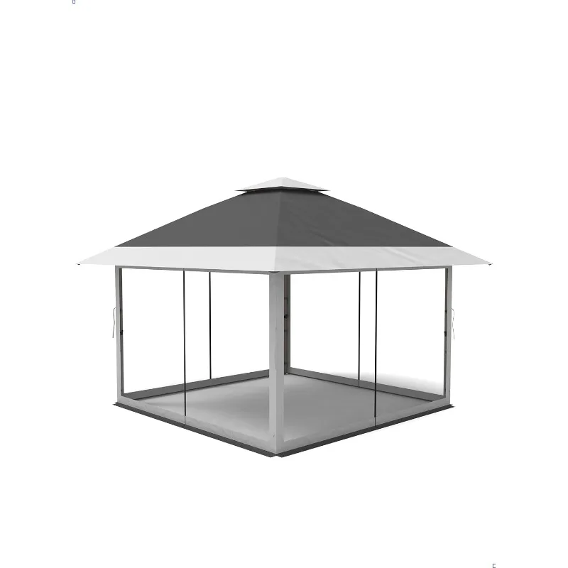 13x13 Up Gazebo Outdoor Canopy Shelter with Mosquito Netting 4 Stanbags Instant Gazebo Tent for Lawn, Garden, Backyard Deck