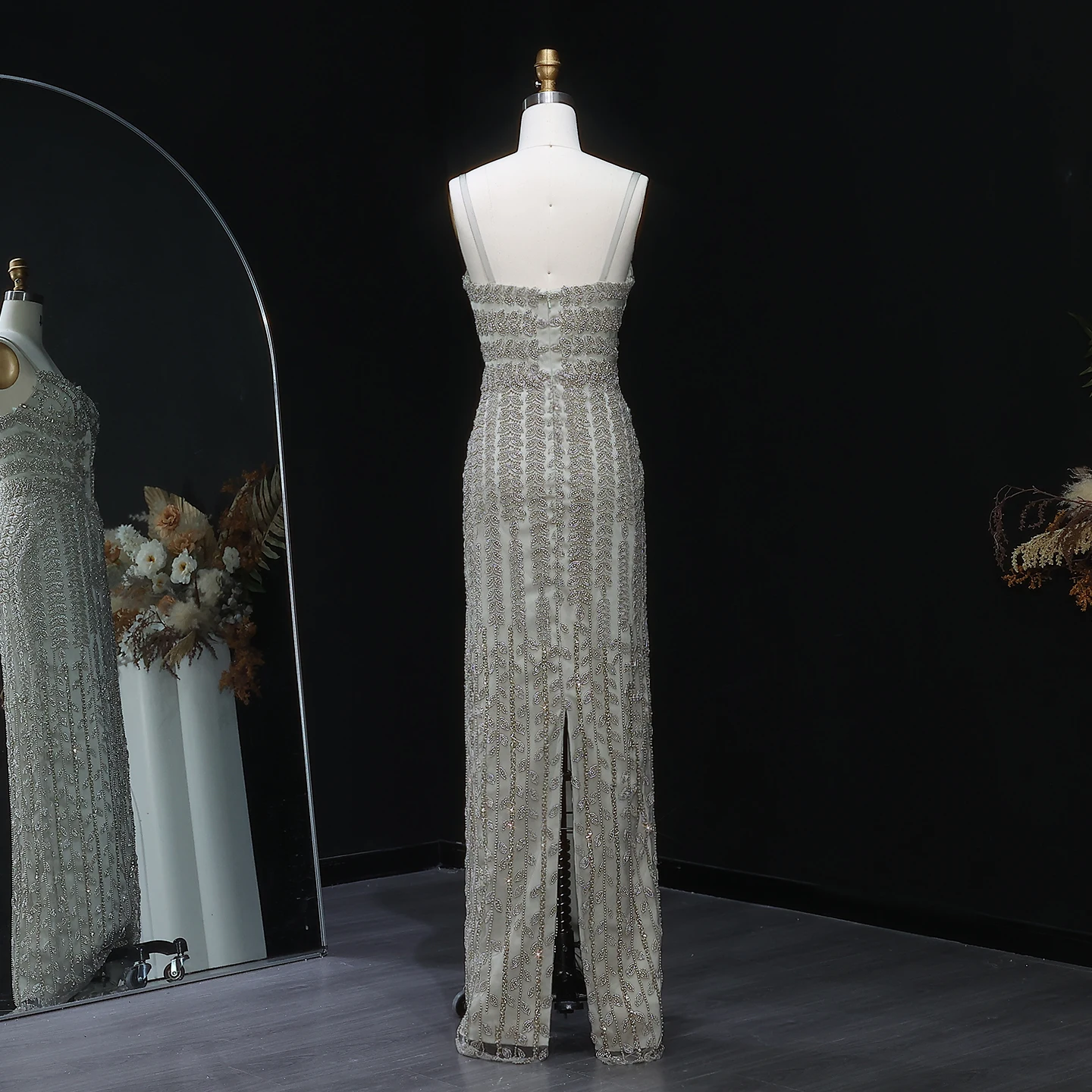 Sharon Said Luxuriöses Dubai Abendkleid mit Spaghettiträgern in Blau für Damen, Arabisches Kleid für Partys und besondere Anlässe, SS694, Maßanfertigung – Detail 22
