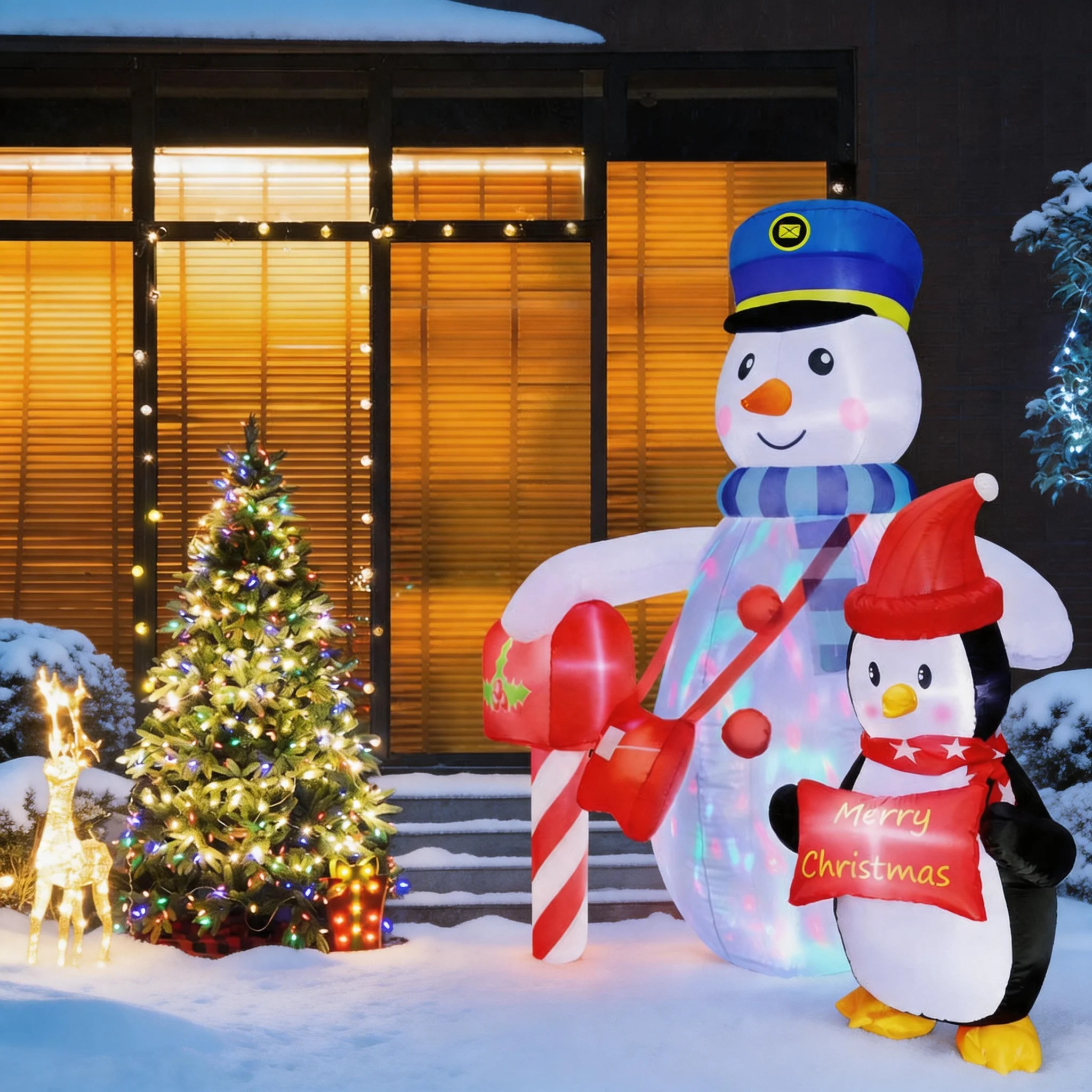 6FT, Inflatable Christmas Post Office Snowman, Suitable For Patio, Lawn, Indoor, And Restaurant Decoration view 5