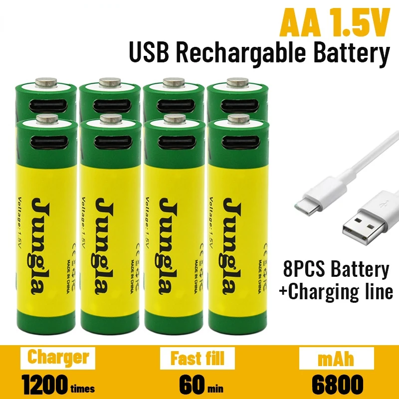 

Batterie lithium-ion USB 1.5V AA 6800mAh rechargeable rapidement par capacité pour clavier jouet nouveauté