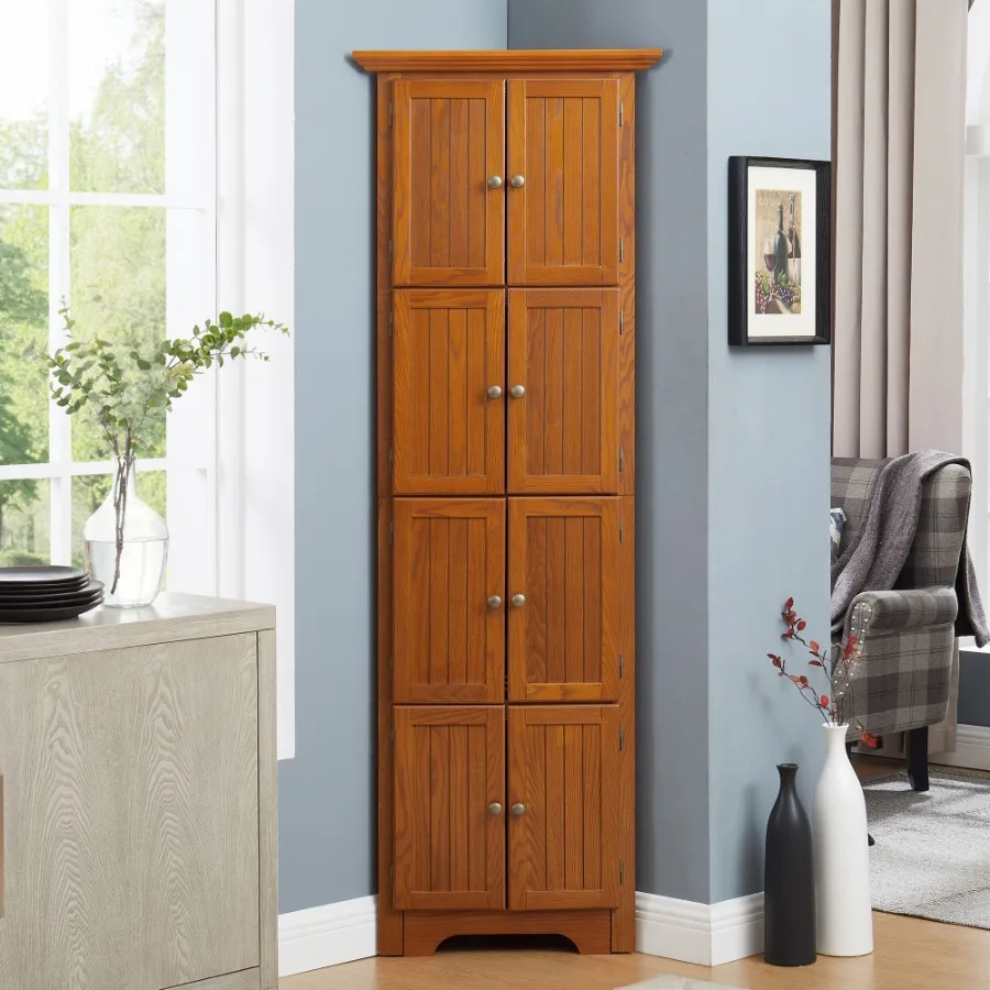 

4Tier 72 Corner Kitchen Pantry Storage Cabinet with 8 Doors Tall Storage Cabinet Corner Cabinet and Adjustable Shelves Home far