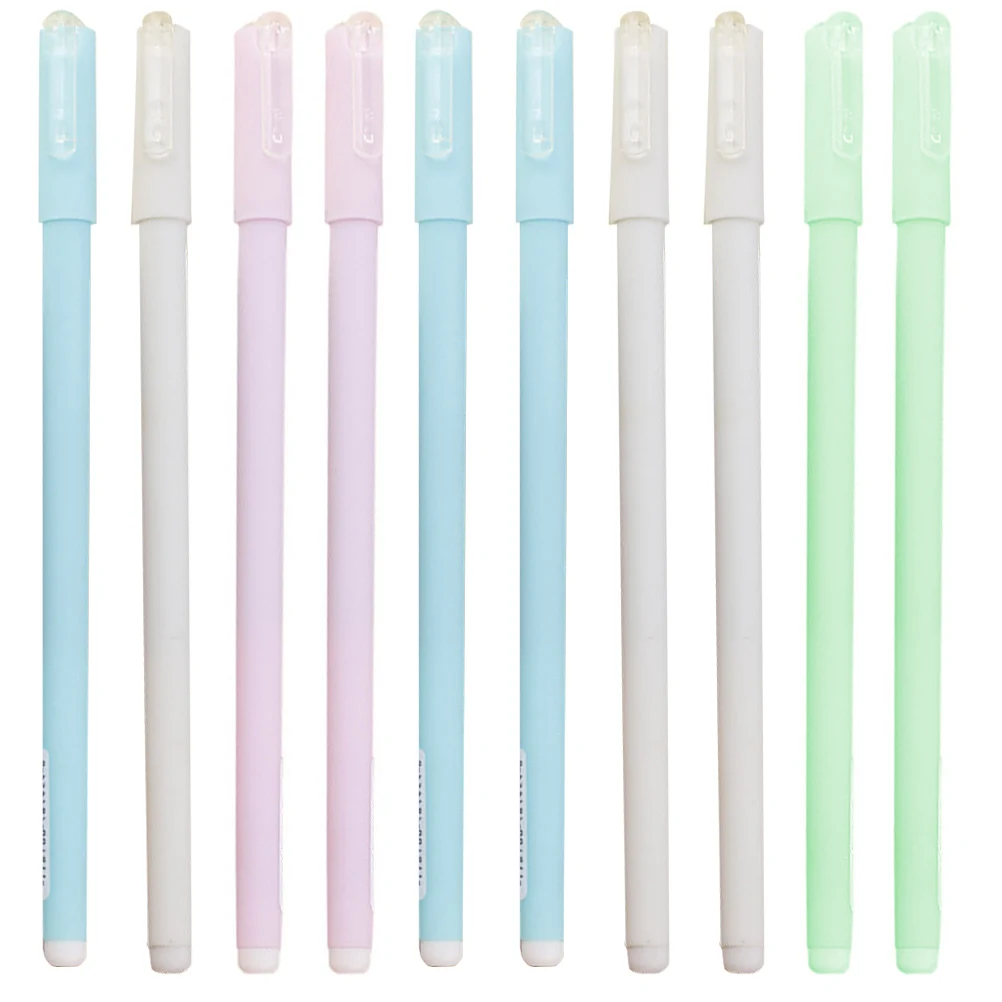 10 Pcs Cartoon Candy Colored Water-based Pen Student Ink Pastel Plastic Adorable Writing Pens