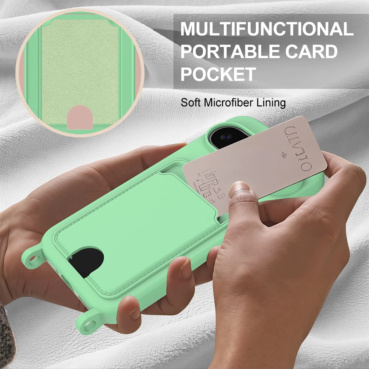

Shockproof TPU Silicone Card Holder Case for Google Pixel 9 Pro 8A 8 9 Pro XL, Slim Soft Phone Cover with Lanyard Retail Package