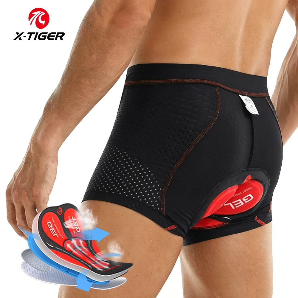 X-TIGER Fahrradshorts mit 5D-Gel-Pads, atmungsaktive Mesh-Radunterwäsche, stoßfeste MTB-Boxer-Bike-Shorts