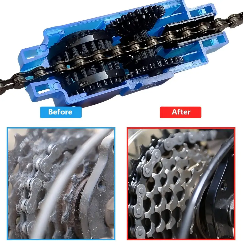 Cepillo de limpieza para cadena de bicicleta, limpiador de cepillo Grunge para cadenas de bicicleta, Kit de limpieza para ciclismo, juego de herramientas de lavado de bicicletas de montaña, herramientas de reparación de bicicletas