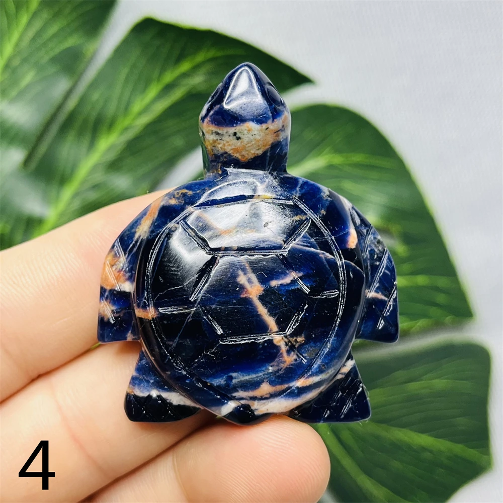 Natural Stone Ocean Spirit Sea Turtle Blue Sodalite Hackmanite Sunstone Hand-carved Home Room Garden Decoration Festival Gift
