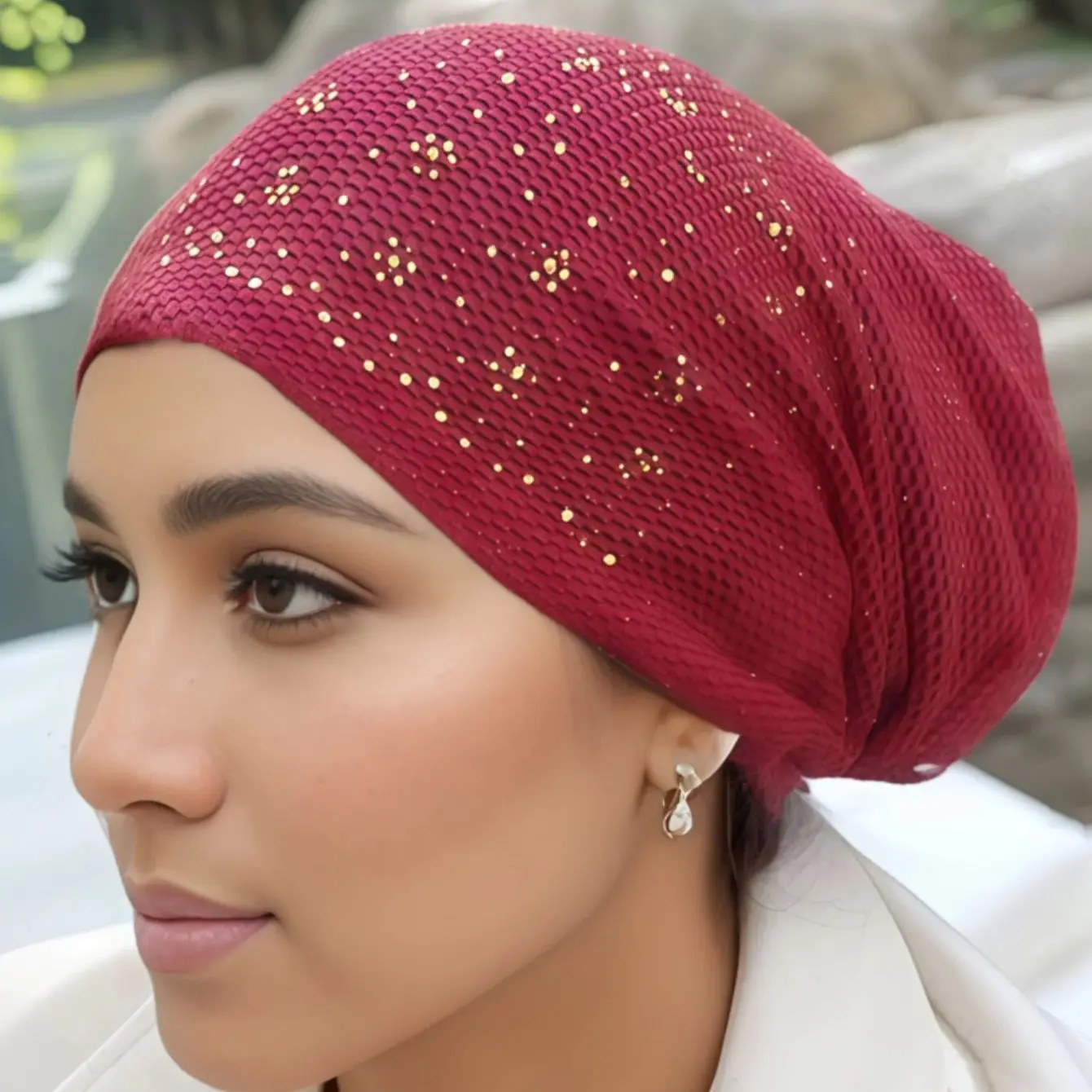 Women Under Hijab Cap Islamic Underscarf Turbans for Women Solid Color Rhinestone Hijab Bonnet Caps Muslim Cap