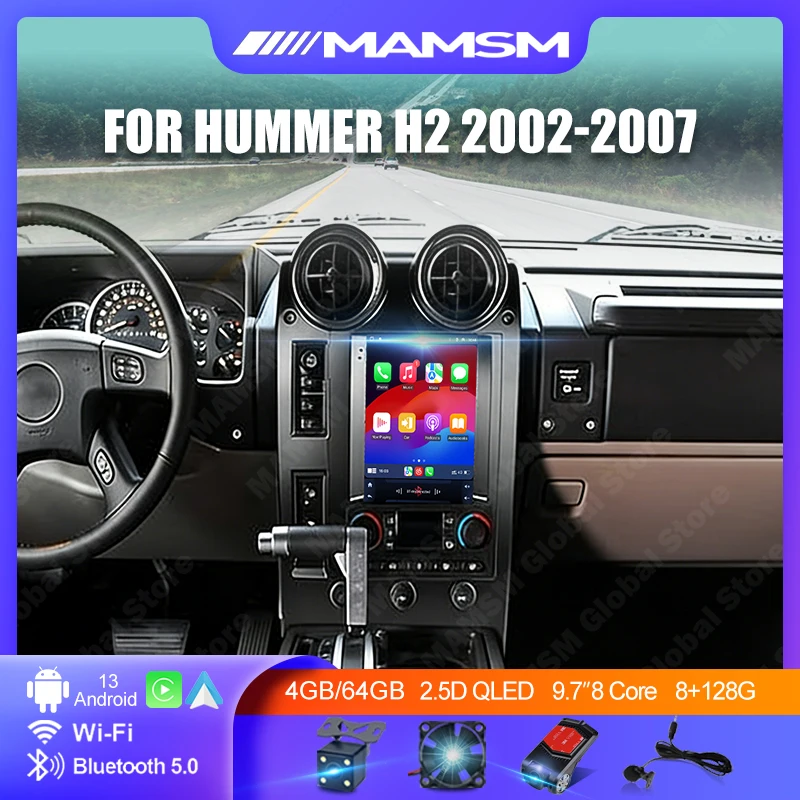 MAMSM 9.7 Inch Android Car Radio For Hummer H2 2002-2007 Multimedia Carplay Video Player Stereo Screen GPS Navigation Head Unit